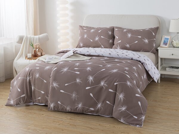 XPOSE® Bavlněné povlečení DANDELIA DUO na dvě lůžka - hnědé/bílé