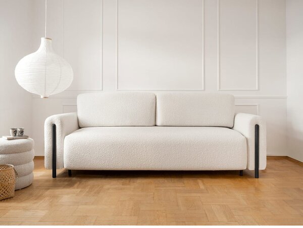 Slonovinová rozkládací/s úložným prostorem pohovka z textilie bouclé 244 cm Arcadova – ELTAP