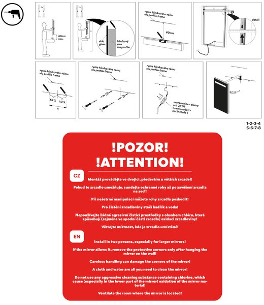 Nimco Bílé oválné LED zrcadlo s podsvícením 400x800 se dvěma dotykovými senzory - ZPB 62002LVX-05