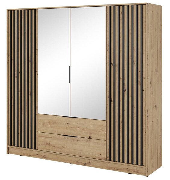 Šatní skříň NELLY 4D se zrcadlem + nástavec | 206 cm | artisan