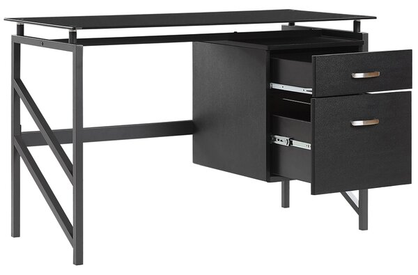 Pracovní stůl MORITON Černá 117 cm 57 cm s úložným prostorem