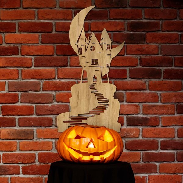 DUBLEZ | Dřevěná dekorace na Halloween - Strašidelný dům