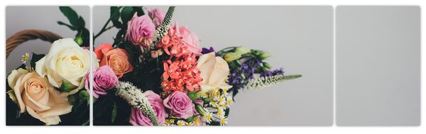 Obraz koše s květinami (170x50 cm)