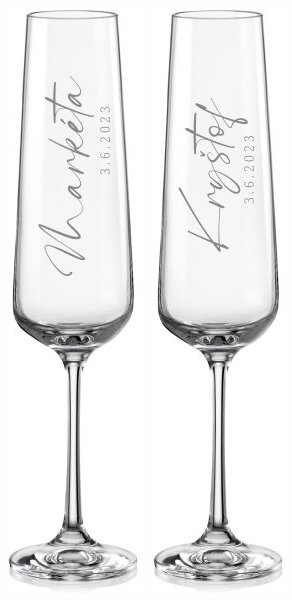 Svatební skleničky na sekt Calligraphy style 2 ks