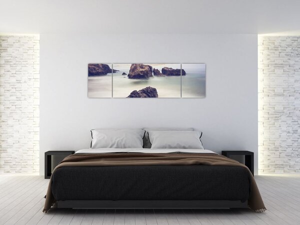 Obraz útesů v mlze (170x50 cm)