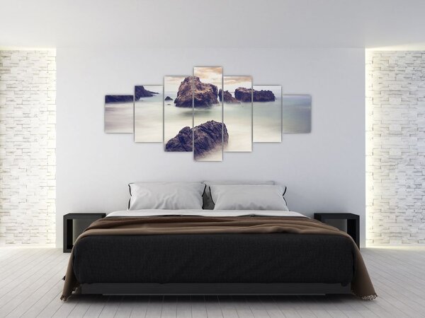 Obraz útesů v mlze (210x100 cm)