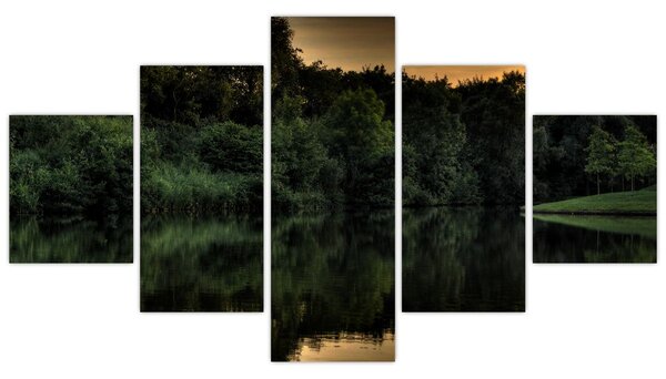 Obraz jezera u lesa (125x70 cm)
