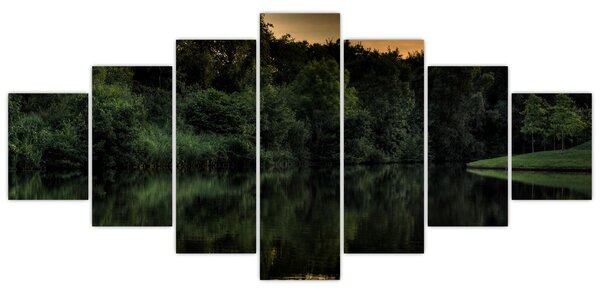 Obraz jezera u lesa (210x100 cm)