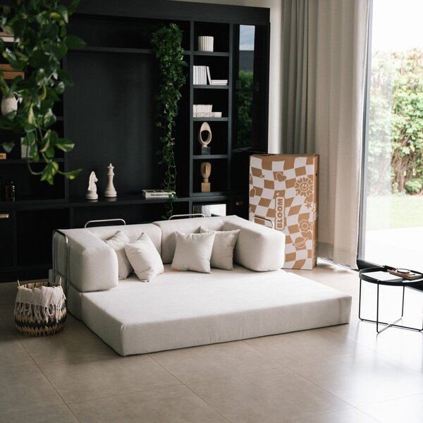 Béžová rozkládací pohovka z textilie bouclé 180 cm Bloom – TemaHome