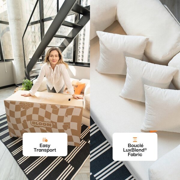 Béžová rozkládací pohovka z textilie bouclé 180 cm Bloom – TemaHome