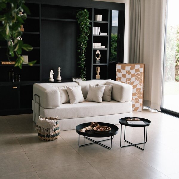 Béžová rozkládací pohovka z textilie bouclé 180 cm Bloom – TemaHome