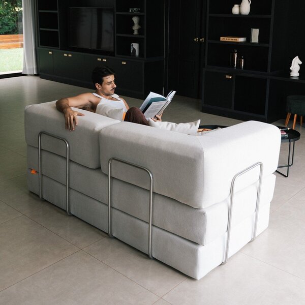 Béžová rozkládací pohovka z textilie bouclé 180 cm Bloom – TemaHome