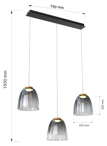 ZÁVĚSNÉ LED SVÍTIDLO, 90/22/150 cm - Závěsná LED svítidla