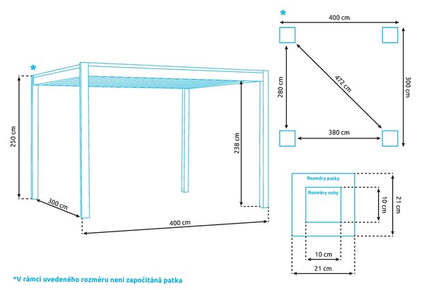 Marimex Bioklimatická pergola 3x4 m 11640722