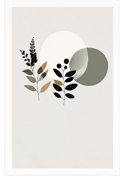 Plakát minimalistické listy s boho pozadím