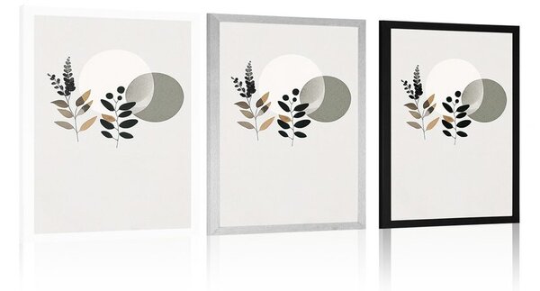 Plakát minimalistické listy s boho pozadím