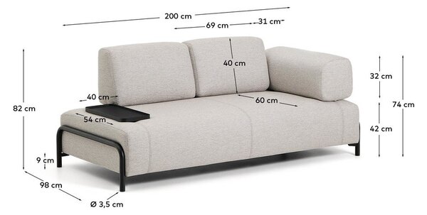 Šedobéžová modulární pohovka 200 cm Compo – Kave Home
