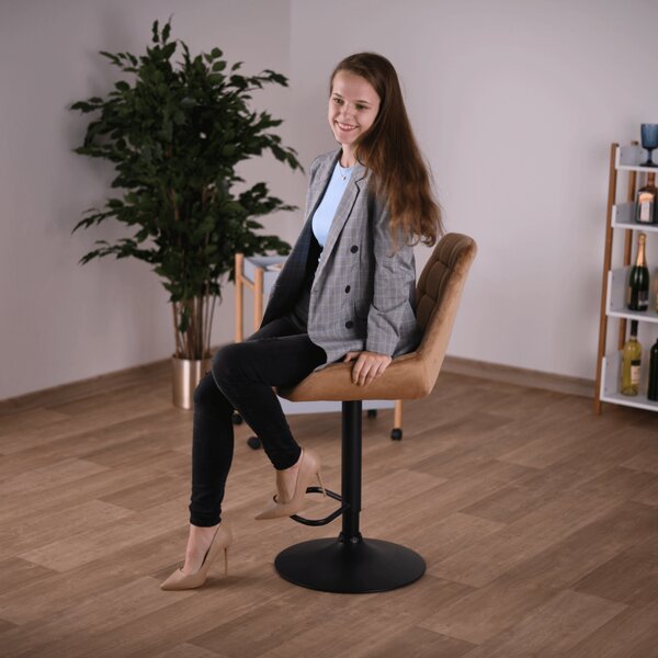 KONDELA Barová židle, hnědá Velvet látka CHIRO NEW
