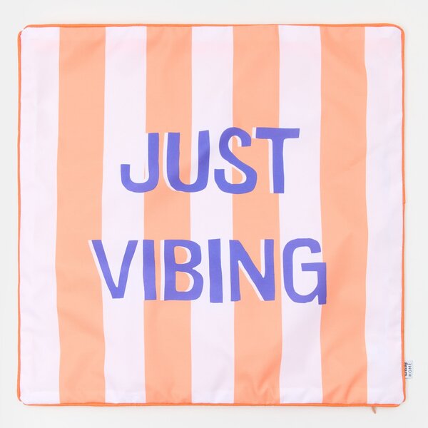 Sinsay - Povlak na polštář s nápisem „Just Vibing” - oranžová