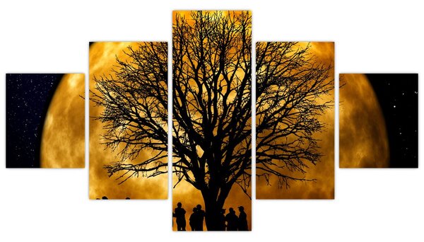 Obraz měsíce a siluet (125x70 cm)