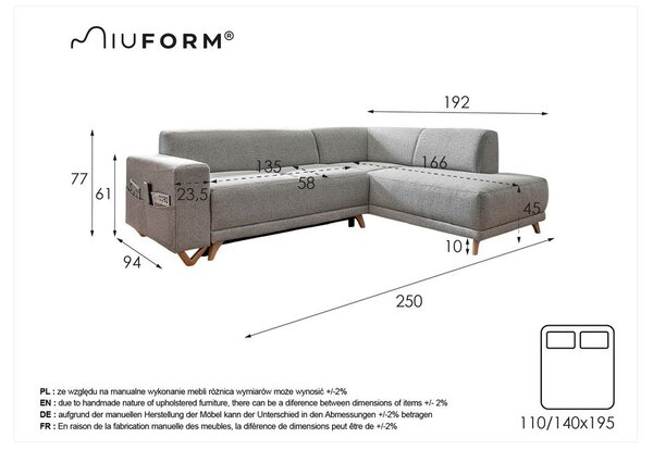 Hnědá rozkládací/s úložným prostorem rohová pohovka (pravý roh/do L) Classy Sophie – Miuform