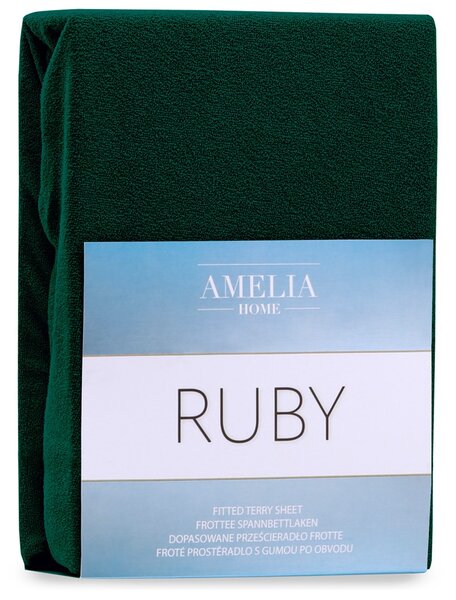 FLHF Froté prostěradlo Ruby, lahvově zelená Rozměr: 80-90x200+30