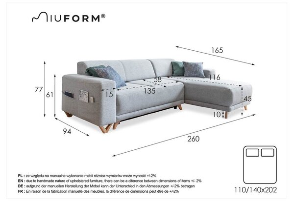 Světle šedá rozkládací/s úložným prostorem rohová pohovka Classy Sophie – Miuform