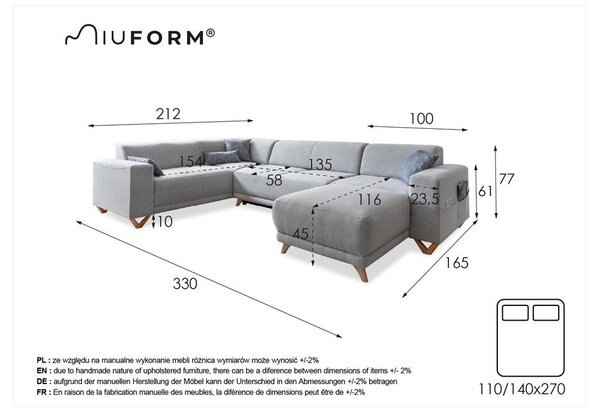 Růžová rozkládací/s úložným prostorem rohová pohovka (levý roh/do "U") Classy Sophie – Miuform