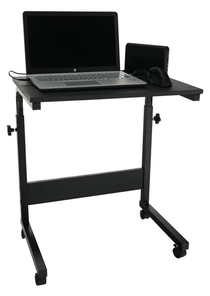 KONDELA Nastavitelný PC stůl s kolečky, černá, WESTA