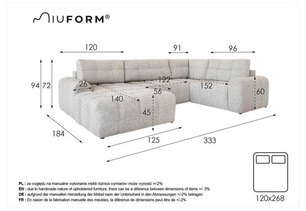Béžová rozkládací modulární rohová pohovka s úložným prostorem (pravý roh) Lulu – Miuform