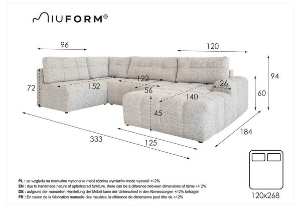 Béžová rozkládací modulární rohová pohovka s úložným prostorem (levý roh) Lulu – Miuform