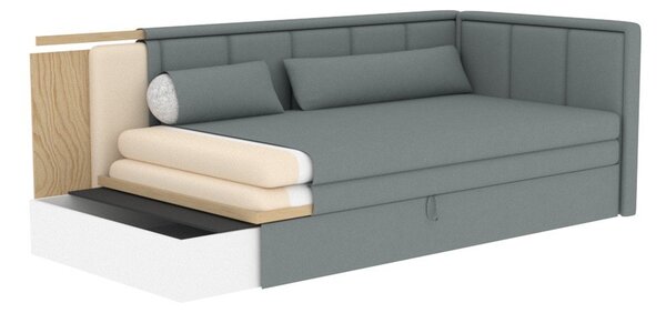 Modrá/šedá žinylková rozkládací/s úložným prostorem pohovka 214 cm Fulgeo – ELTAP