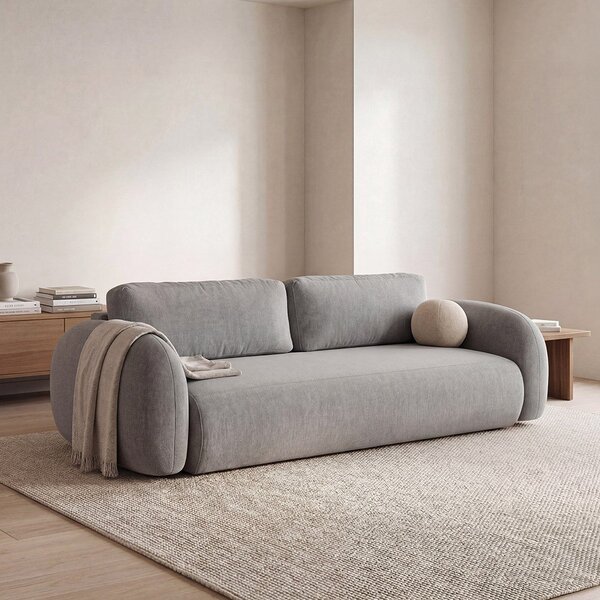 Světle šedá sametová rozkládací/s úložným prostorem pohovka 262 cm Tonale – Cosmopolitan Design