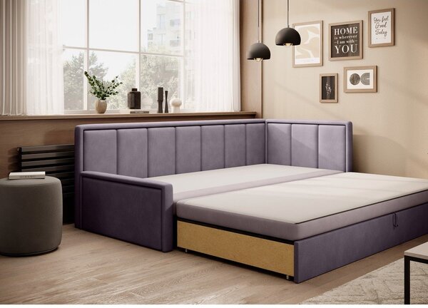 Růžová žinylková rozkládací/s úložným prostorem pohovka 214 cm Fulgeo – ELTAP