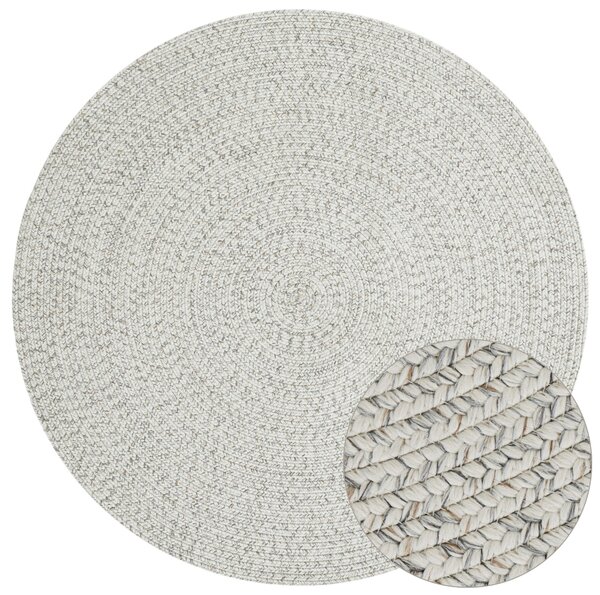 Hanse Home, Kusový koberec Braided 105553 Light Melange kruh – na ven i na doma, 150x150 (průměr) kruh, bílá, chodba / předsíň