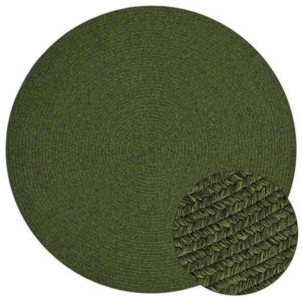Hanse Home, Kusový koberec Braided 105554 Green kruh – na ven i na doma, 200x200 (průměr) kruh, zelená, chodba / předsíň