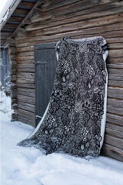 Lněná deka / ubrus Veranta 140x240, černo-bílá