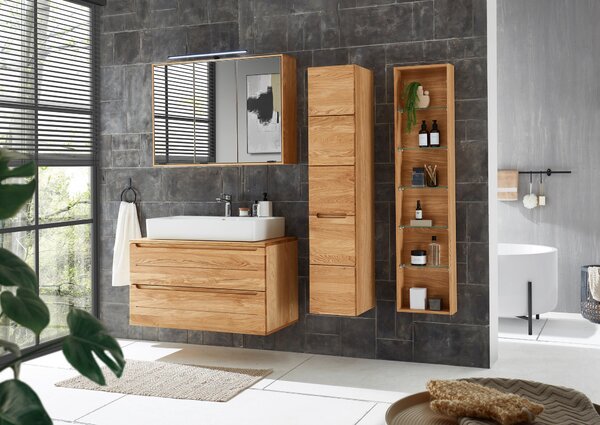 ZRCADLOVÁ SKŘÍŇKA, barvy dubu, 100/70/20 cm Linea Natura - Koupelnové série, Online Only