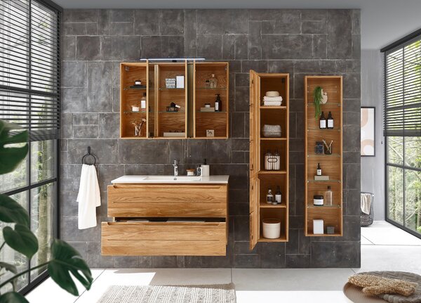ZRCADLOVÁ SKŘÍŇKA, barvy dubu, 100/70/20 cm Linea Natura - Koupelnové série, Online Only
