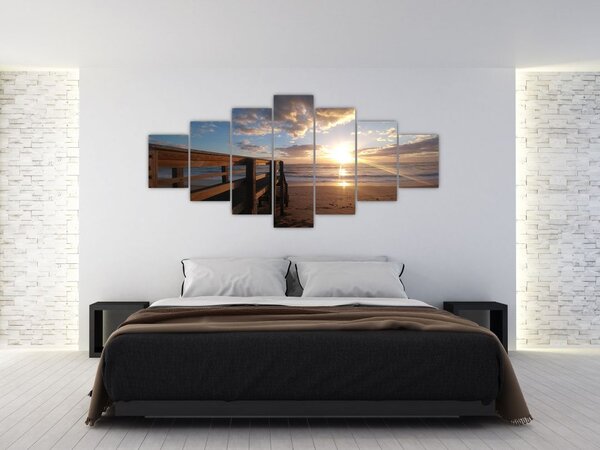 Obraz mola, pláže a moře (210x100 cm)