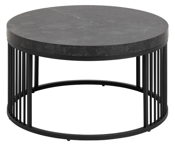 Černý kulatý konferenční stolek s deskou v dekoru mramoru ø 65 cm Strington – Actona