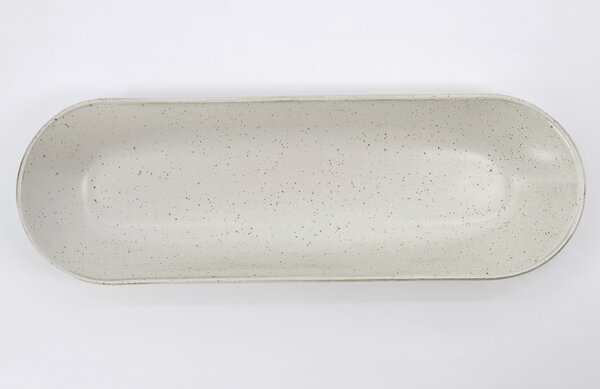 House Doctor Bílá kameninová servírovací miska Pion 35 x 11,5 cm