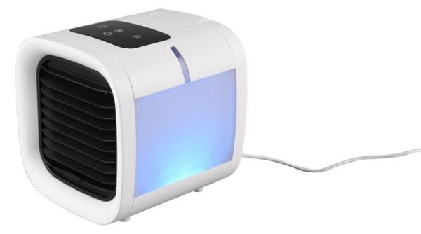 R031-01 TRIO RL IceCube stolový zvlhčovač vzduchu / ventilátor s RGB LED osvětlením a nádrží na vodu a dotykovým displejem IP20 bílá