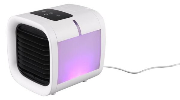 R031-01 TRIO RL IceCube stolový zvlhčovač vzduchu / ventilátor s RGB LED osvětlením a nádrží na vodu a dotykovým displejem IP20 bílá