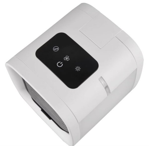 R031-01 TRIO RL IceCube stolový zvlhčovač vzduchu / ventilátor s RGB LED osvětlením a nádrží na vodu a dotykovým displejem IP20 bílá
