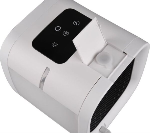 R031-01 TRIO RL IceCube stolový zvlhčovač vzduchu / ventilátor s RGB LED osvětlením a nádrží na vodu a dotykovým displejem IP20 bílá