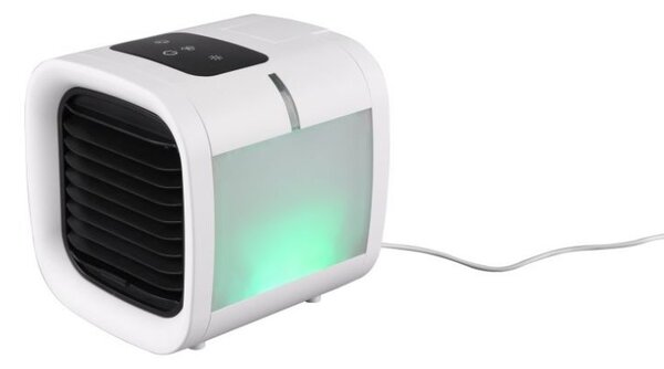 R031-01 TRIO RL IceCube stolový zvlhčovač vzduchu / ventilátor s RGB LED osvětlením a nádrží na vodu a dotykovým displejem IP20 bílá