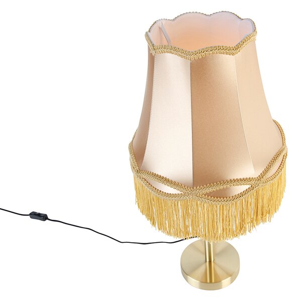 Klasická stolní lampa mosaz s abajurem Granny zlatá 30 cm - Simplo