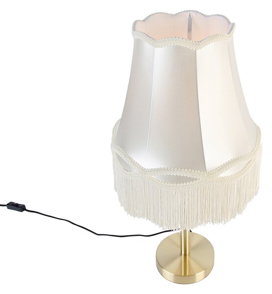 Klasická stolní lampa mosazná s abajurem krémová 30 cm - Simplo