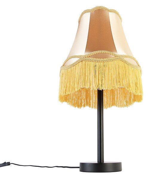 Klasická stolní lampa černá s abajurem v barvě zlata 30 cm - Simplo